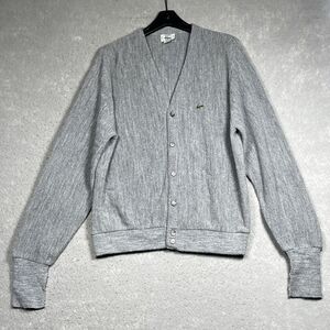 Vintage 80'S-90'S Lacoste IZOD Men M Gray Acrylic Knit Cardigan Made In The USA